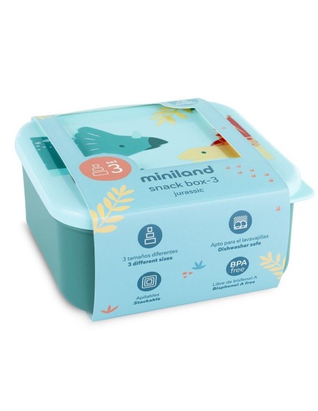 Cajitas para almuerzo sanckbox-3 Jurassic +6M. Miniland