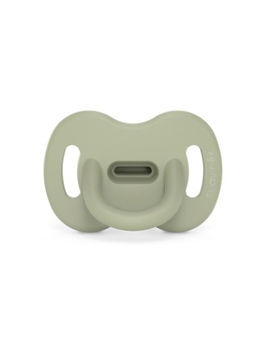 chupete-silicona-anatomica-sxpro-essence-verde-0-6m-suavinex-1.jpg – Vista frontal del chupete Essence verde 0-6M.