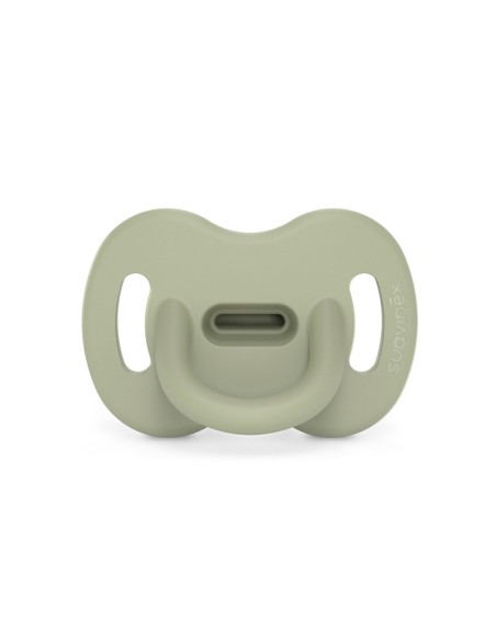 chupete-silicona-anatomica-sxpro-essence-verde-0-6m-suavinex-1.jpg – Vista frontal del chupete Essence verde 0-6M.