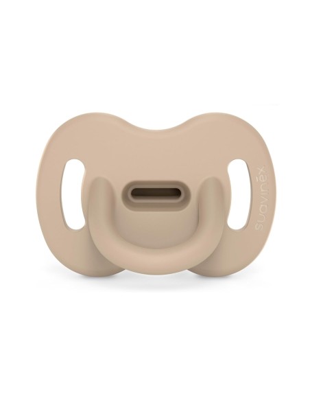 chupete-silicona-anatomica-sxpro-essence-0-6m-suavinex-1.jpg – Vista frontal del chupete Essence verde 0-6M.