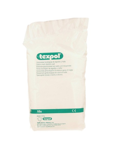 Compresa tocológica de algodón y malla (10 uds) Texpol