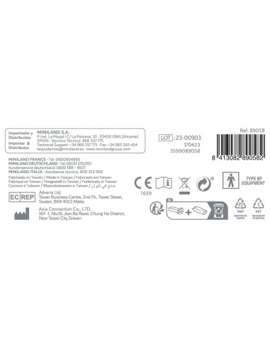 aspirador-nasal-electrico-nasal-care-miniland-6.jpg – Detalle del botón de control y niveles de potencia