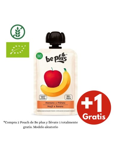 Pouch de Manzana y Plátano Be Plus BIO 100 g +4M – Fruta ecológica para bebés