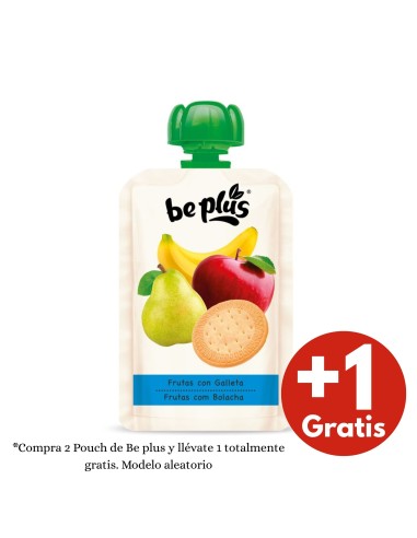 Pouch de Frutas con Galleta Be Plus 120 g +6M – Merienda nutritiva para bebés