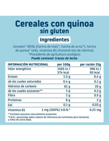 Papilla cereales sin gluten con quinoa | Smileat - Nappy.es