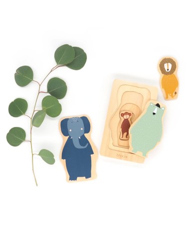 Puzzle de Animales de 4 Capas de Madera +12M Trixie