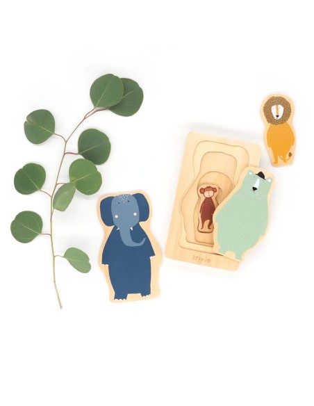 Puzzle de Animales de 4 Capas de Madera +12M Trixie