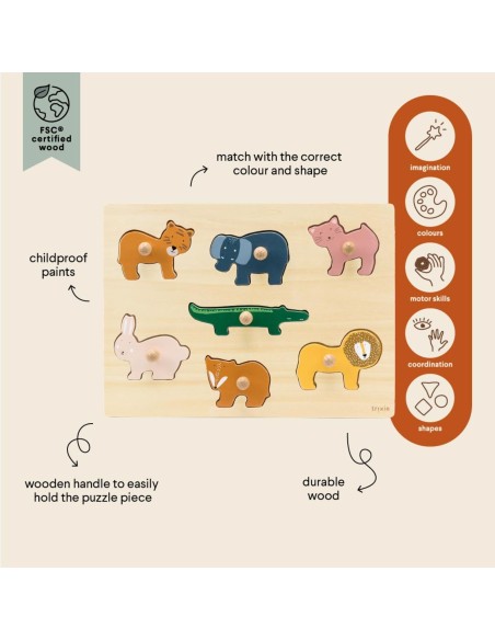 puzzle-animales-madera-7-piezas-trixie-4.jpg – Tablero con formas vacías.