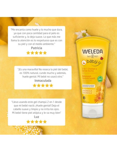 champu-gel-ducha-calendula-weleda-4.jpg – Aplicación sobre el cabello del bebé.