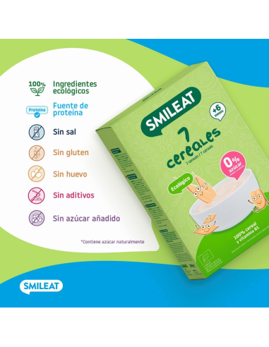 Papilla de 7 cereales ecologica | Smileat - Nappy.es
