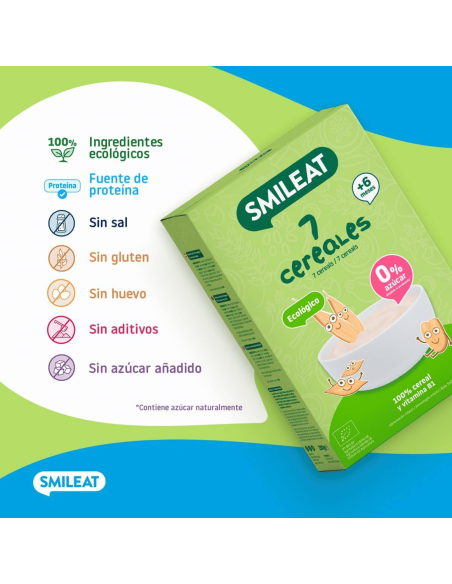 Papilla de 7 cereales ecologica | Smileat - Nappy.es
