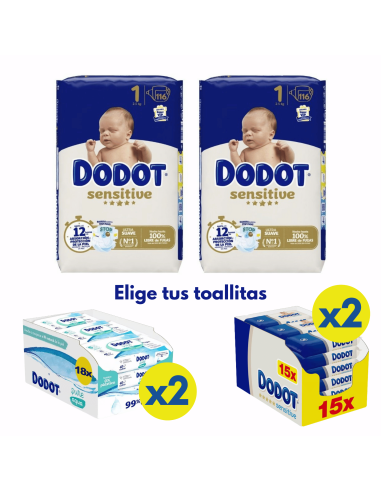 Pack Dodot talla 1 232uds + Elige 2 cajas toallitas | Dodot - Nappy.es