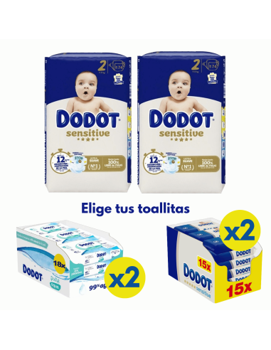 Pack Dodot talla 2 348uds + Elige 2 cajas toallitas | Dodot - Nappy.es