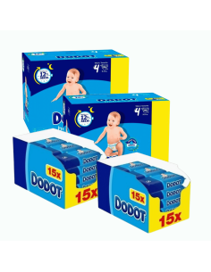 Pack Dodot talla 4 232uds + 2 cajas toallitas etapas | Dodot - Nappy.es