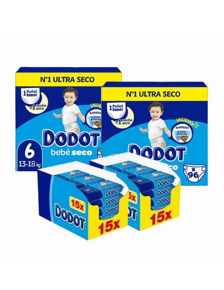 Pack Dodot 2 cajas talla 6 bebe seco con 192uds + 2 cajas toallitas Etapas | Dodot - Nappy.es