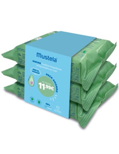 PACK 3 PAQUETES TOALLITAS AGUACATE BIO 180 UDSMUSTELA