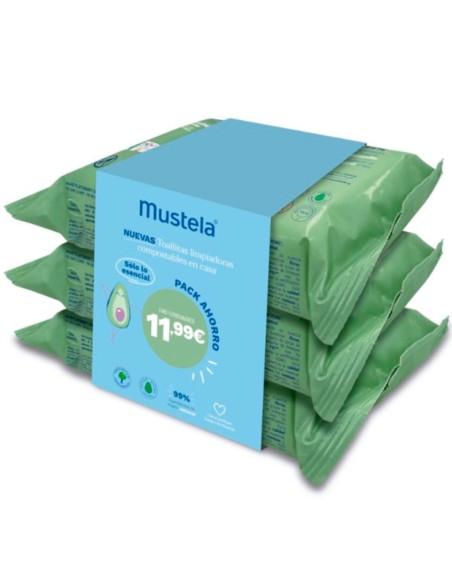 PACK 3 PAQUETES TOALLITAS AGUACATE BIO 180 UDSMUSTELA
