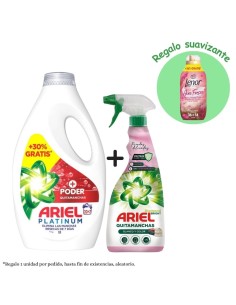 Ahorra con este pack completo de Ariel Extra Poder 30 lavados + Quitamanchas Delicadas 750 ml