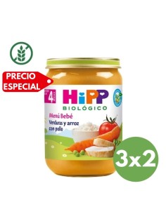 Potito verduras y arroz con pollo 190gr 4M+ | Hipp - Nappy.es