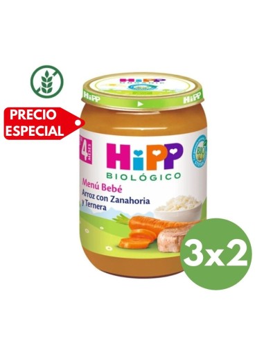 Potito arroz con zanahoria y ternera 190gr 4M+ | Hipp - Nappy.es