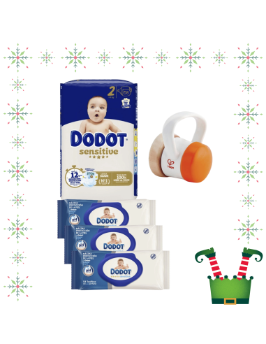 Pack paquete Talla 2 (58 uds) + 3 Paquetes Toallitas Sensitive dodot + Juguete a Elegir