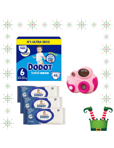 Pack paquete Talla 6 (48 uds) + 3 Paquetes Toallitas Sensitive dodot + Juguete a Elegir
