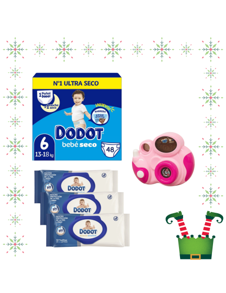 Pack paquete Talla 6 (48 uds) + 3 Paquetes Toallitas Sensitive dodot + Juguete a Elegir