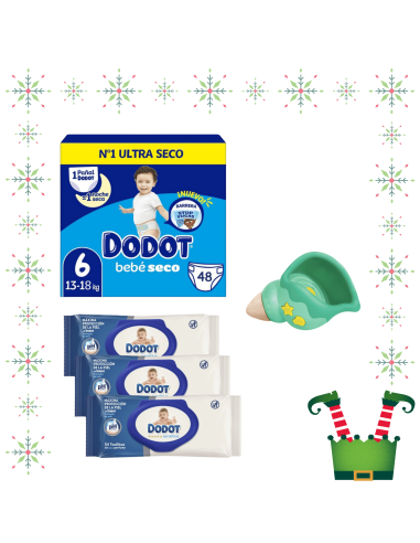 Pack paquete Talla 6 (48 uds) + 3 Paquetes Toallitas Sensitive dodot + Juguete a Elegir