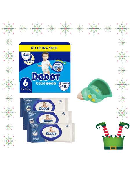 Pack paquete Talla 6 (48 uds) + 3 Paquetes Toallitas Sensitive dodot + Juguete a Elegir