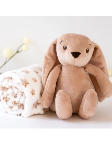 Peluche conejo con mantita marrón 0M+ Kiokids