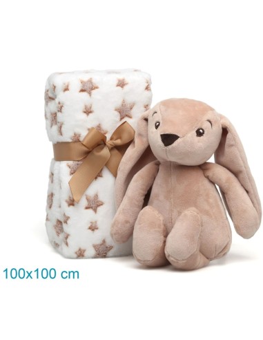 Peluche conejo con mantita marrón 0M+ Kiokids