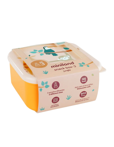 Cajitas para almuerzo snack box Jungle 6M+ | Miniland - Nappy.es