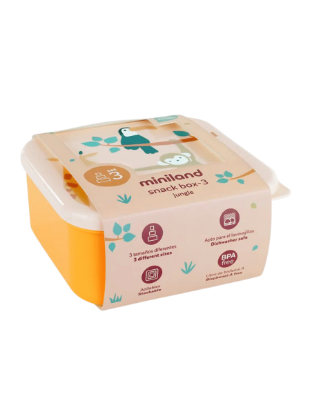Cajitas para almuerzo snack box Jungle 6M+ | Miniland - Nappy.es