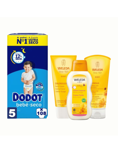 Pack Dodot Talla 5 (108uds) + Cuidado Weleda - Nappy.es