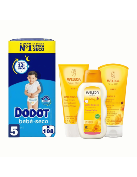 Pack Dodot Talla 5 (108uds) + Cuidado Weleda - Nappy.es