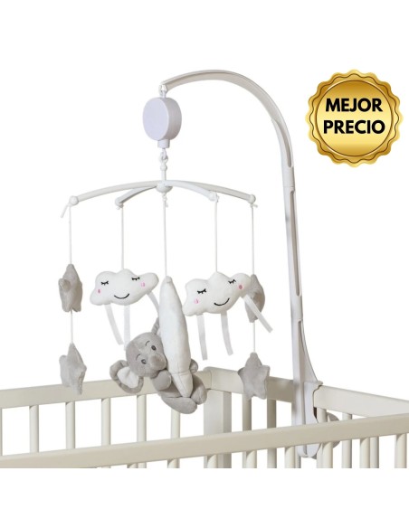 Móvil musical de cuna elefante gris 0M+ | Kiokids - Nappy.es