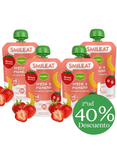 Pouch de Fresa y Platano 100gr eco | Smileat - Nappy.es