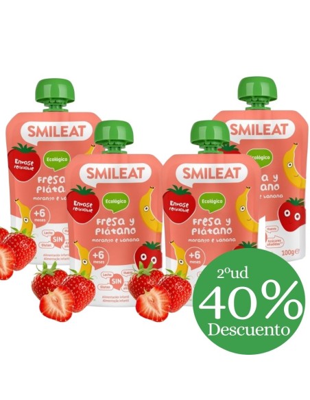 Pouch de Fresa y Platano 100gr eco | Smileat - Nappy.es
