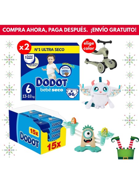 Pack 2 cajas Talla 6 (192uds) + 1 caja toallitas etapas 960uds + juguete a elegir