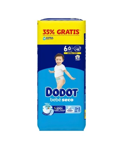 Paquete dodot talla 6+ 48uds bebé-seco ( 14 - 19 Kg ) Dodot