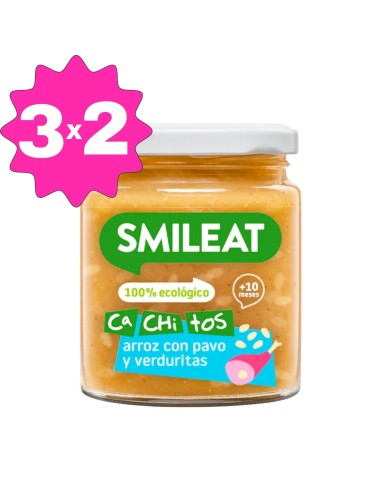 Tarrito CA-CHI-TOS de arroz con pavo y verduras 230g +10 M. Smileat