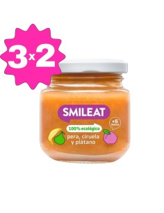 Oferta Potito pera, ciruela y plátano ecológico 130g. +6M Smileat