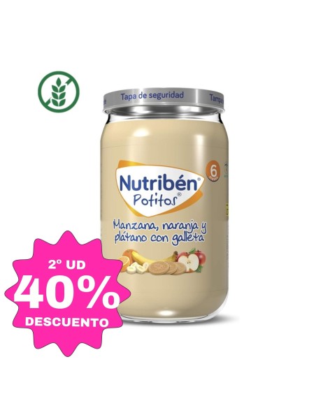 Potito manzana, naranja y plátano con galleta | Nutribén - Nappy.es