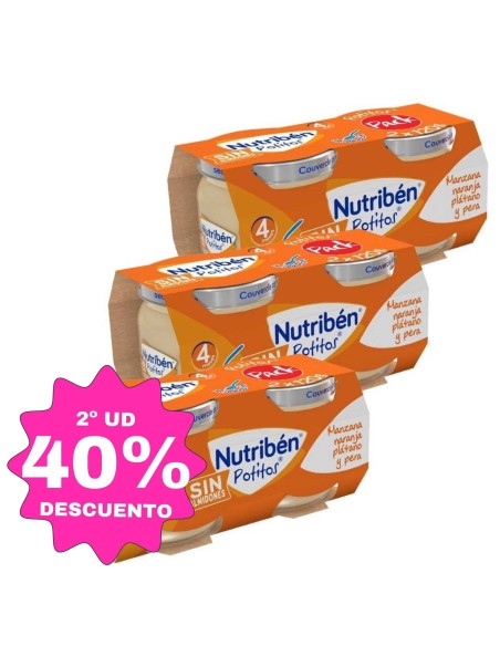 Oferta 6 Bipack potitos manzana, naranja, plátano y pera Nutribén