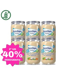 Oferta 6 potitos suprema merluza, zanahoria y guisantes Nutribén