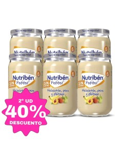 Pack de 6 Potitos melocotón, pera y plátano | Nutribén - Nappy.es