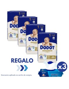 Pack 4 paquetes talla 1 sensitive con 464 uds|Dodot - Nappy.es