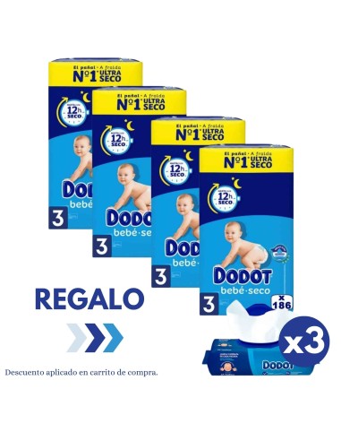 Dodot Bebé-Seco Talla 3 (744 uds) - Pack 4 Cajas | Nappy