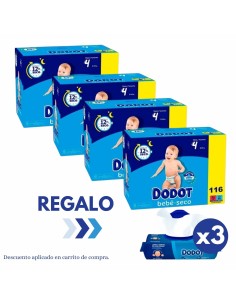 Pack 4 paquetes Dodot talla 4 bebe seco | Dodot - Nappy.es
