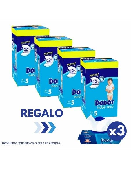 Pack Dodot 4 cajas Talla 5 Bebé‑Seco 432uds – en oferta